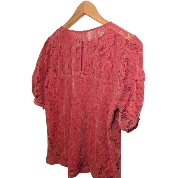Anthropologie Women's Lace Top size small shirt Pink blouse casual feminine - Picture 3 of 8